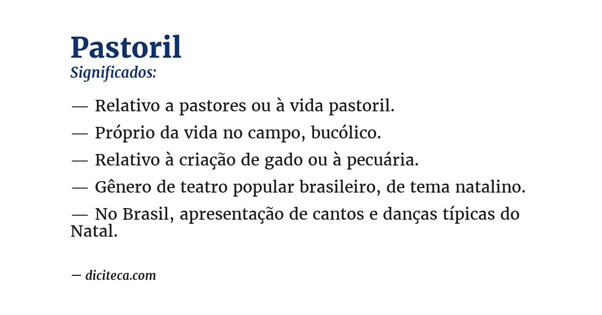 Significado de pastoril