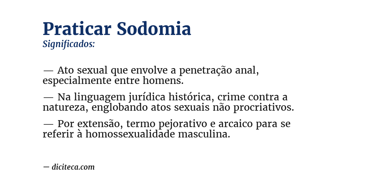 Significado de praticar sodomia