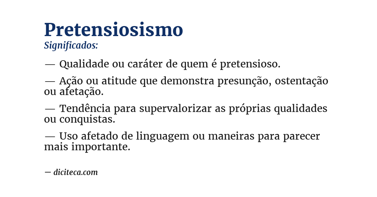 Significado de pretensiosismo