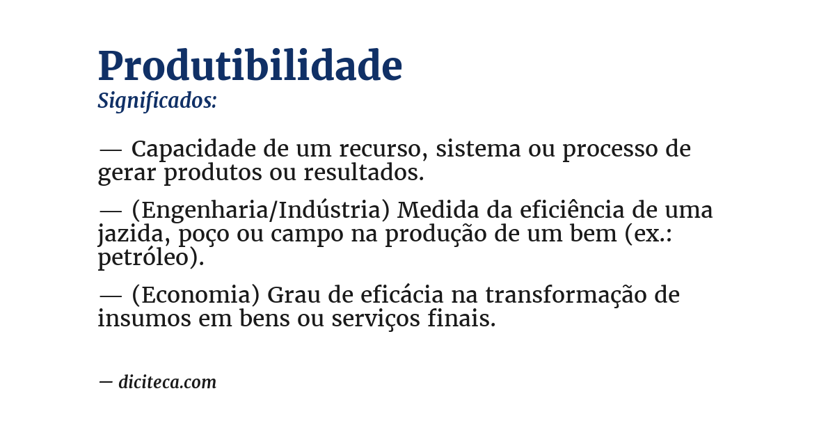 Significado de produtibilidade