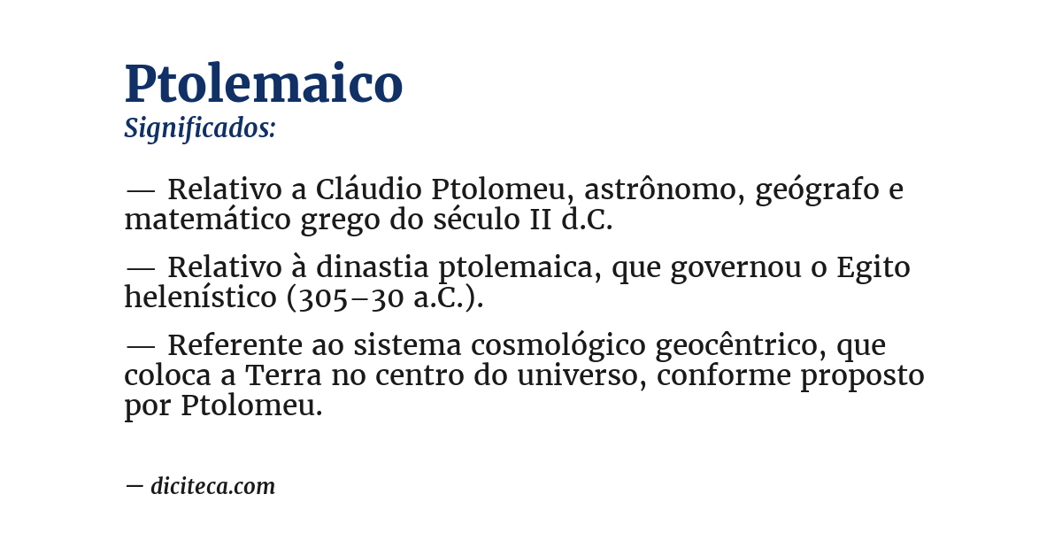 Significado de ptolemaico