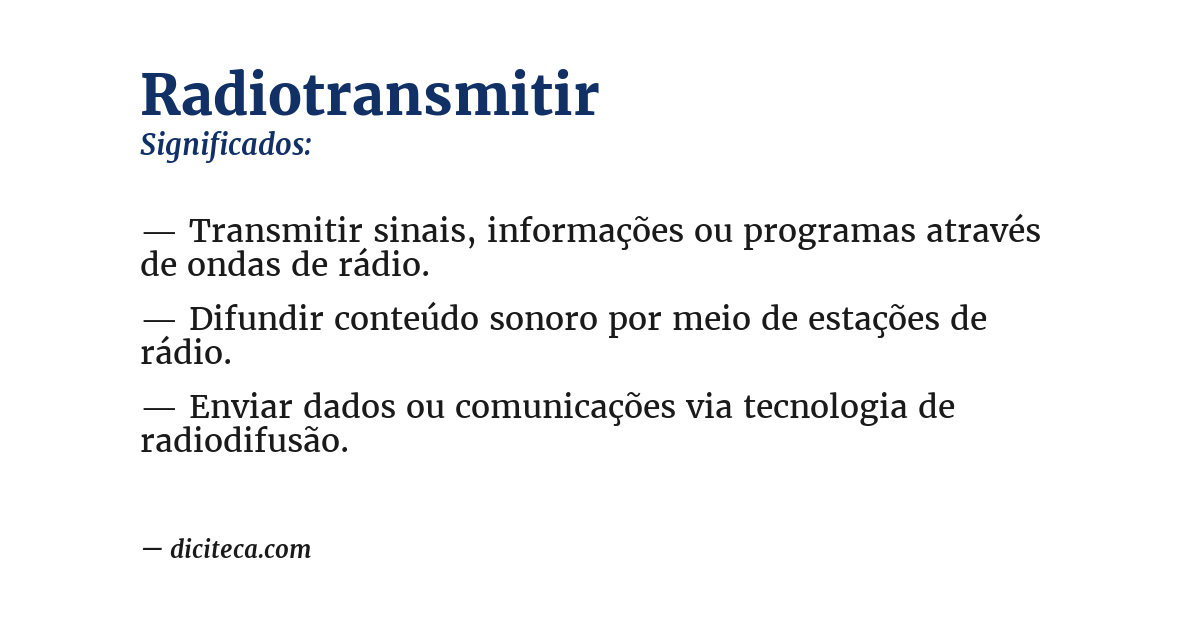 Significado de radiotransmitir