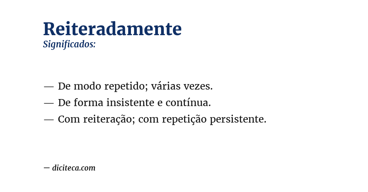 Significado de reiteradamente