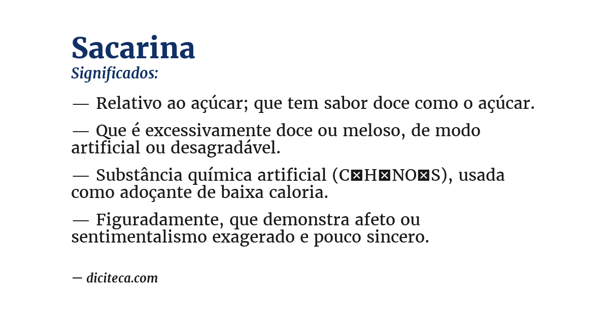 Significado de sacarina