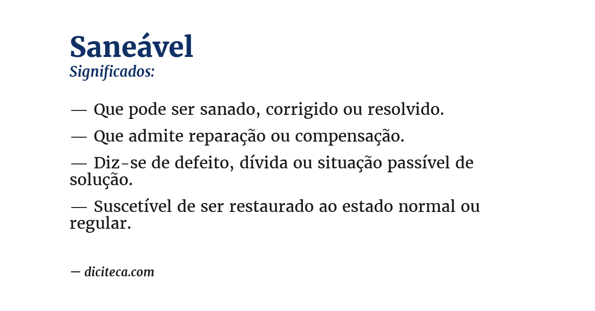 Significado de saneável