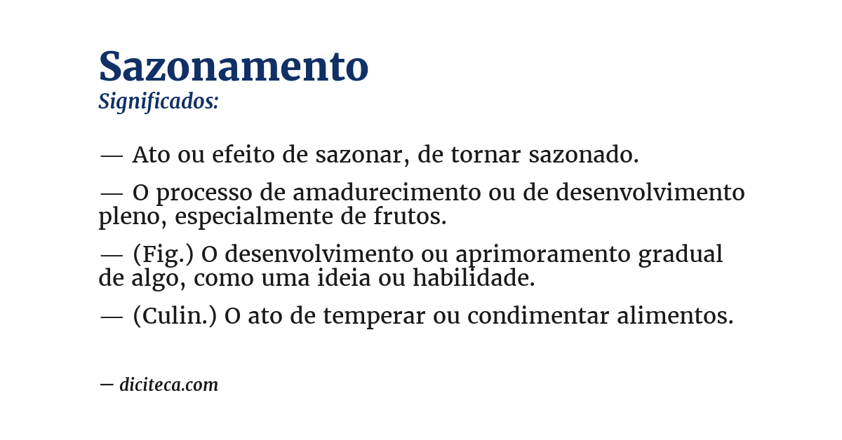 Significado de sazonamento