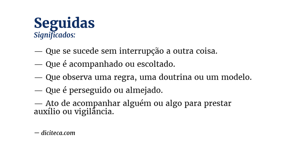 Significado de seguidas