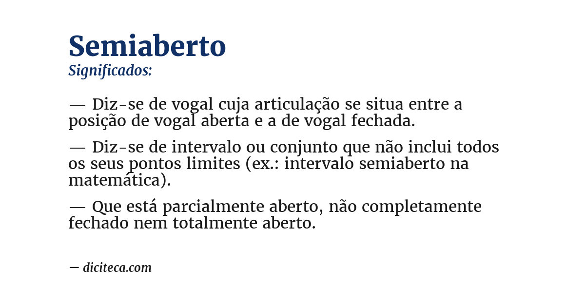 Significado de semiaberto