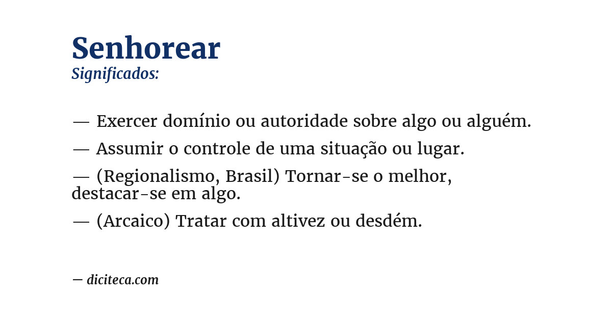 Significado de senhorear