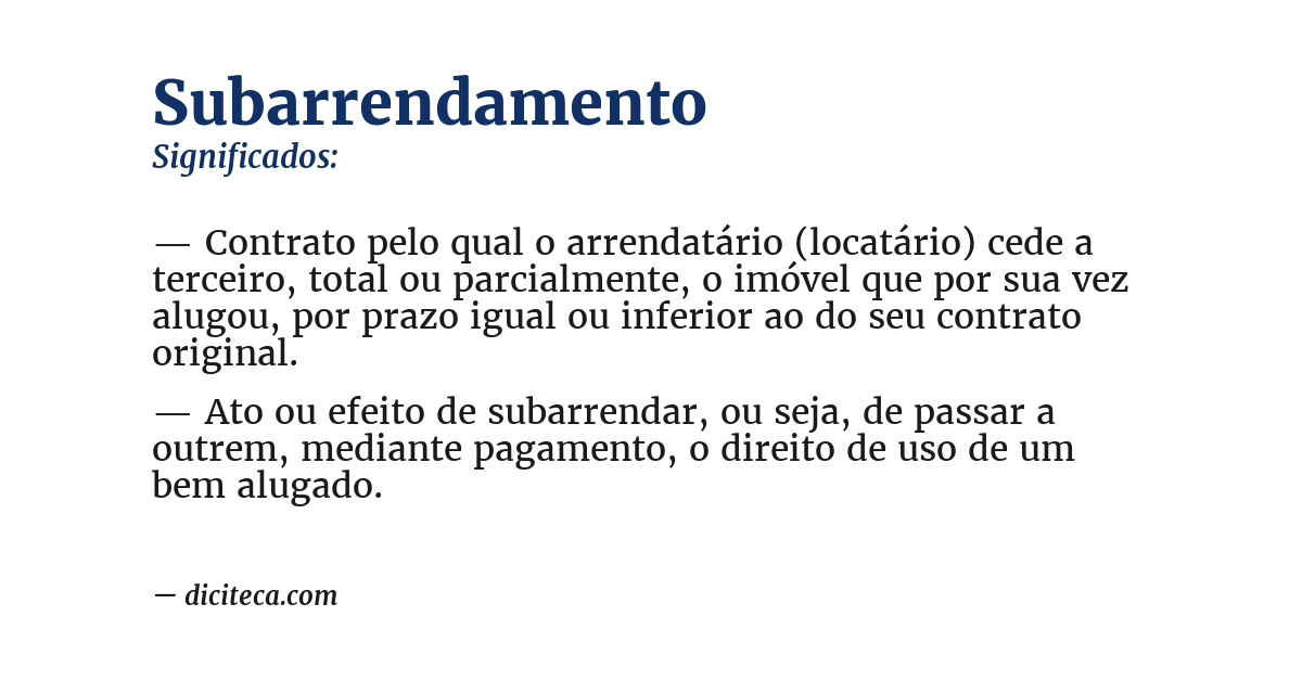 Significado de subarrendamento