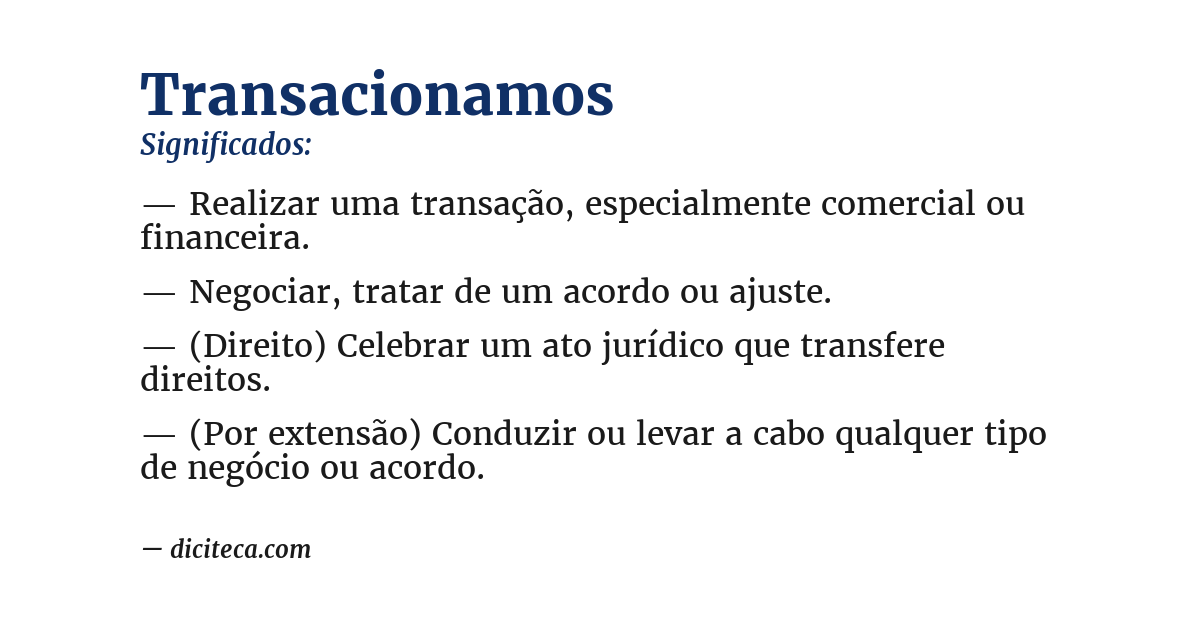 Significado de transacionamos
