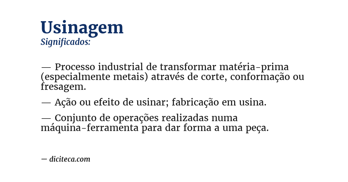 Significado de usinagem