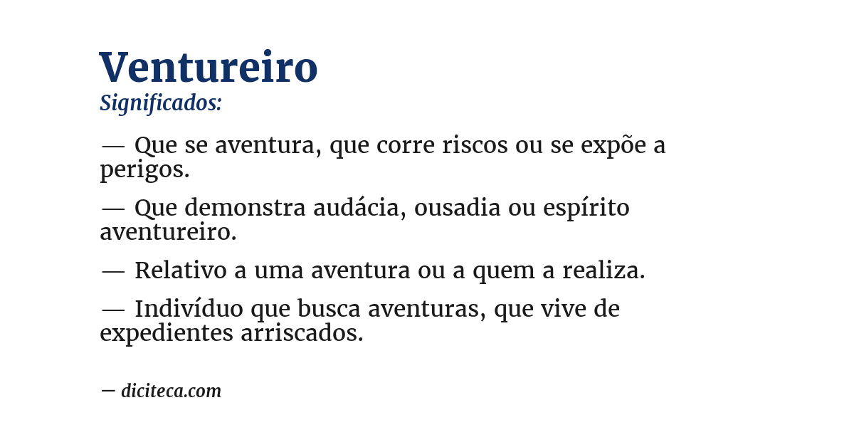 Significado de ventureiro