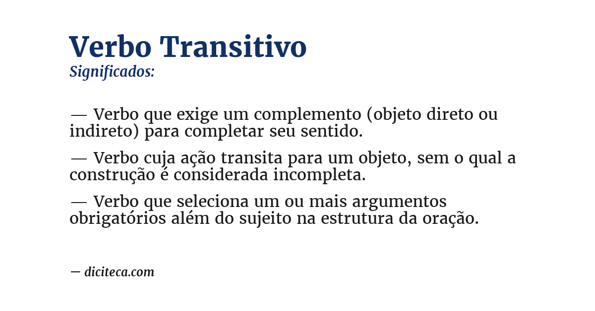 Significado de verbo transitivo