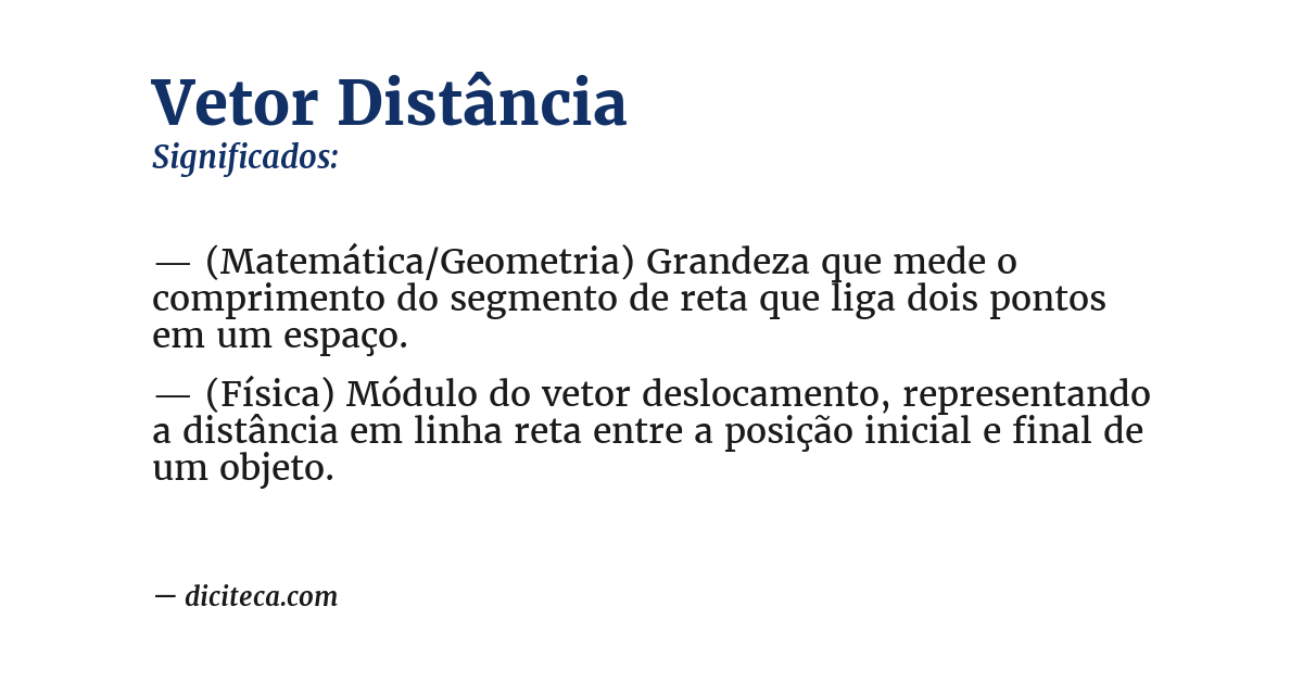 Significado de vetor distância