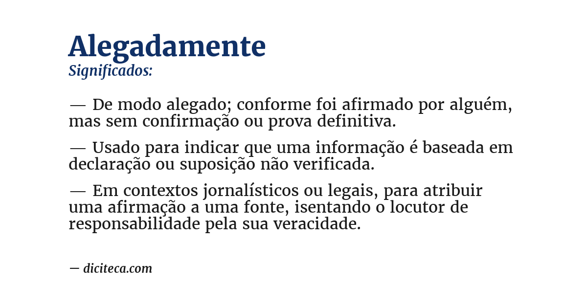 Significado de alegadamente