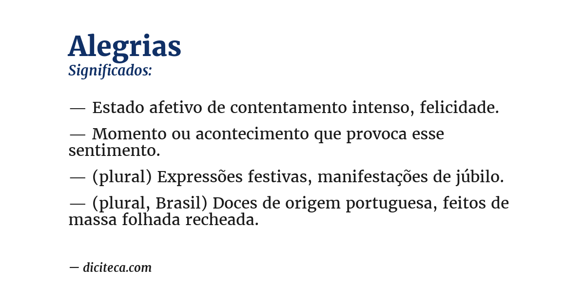 Significado de alegrias