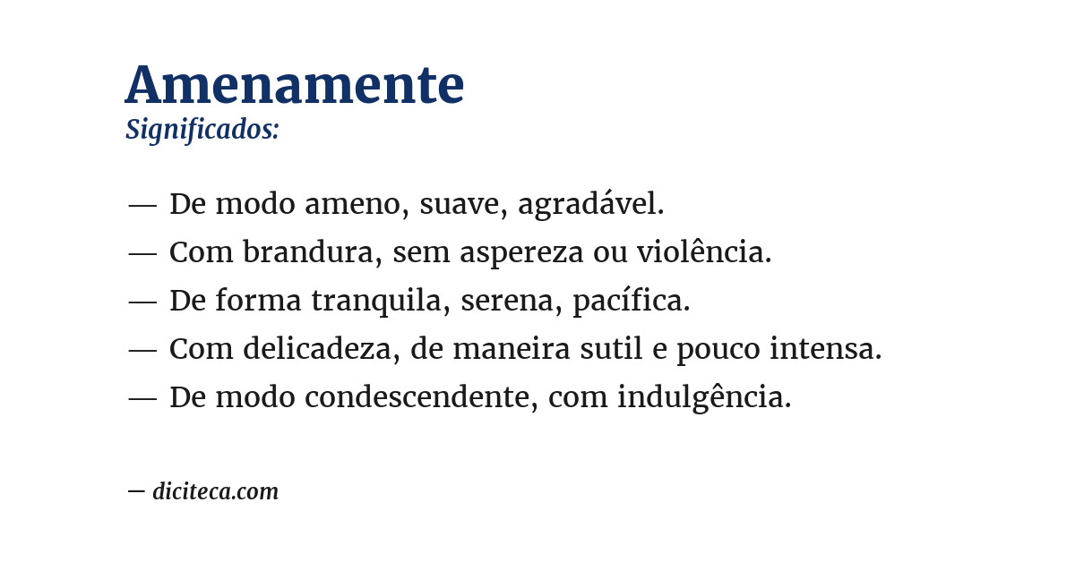 Significado de amenamente