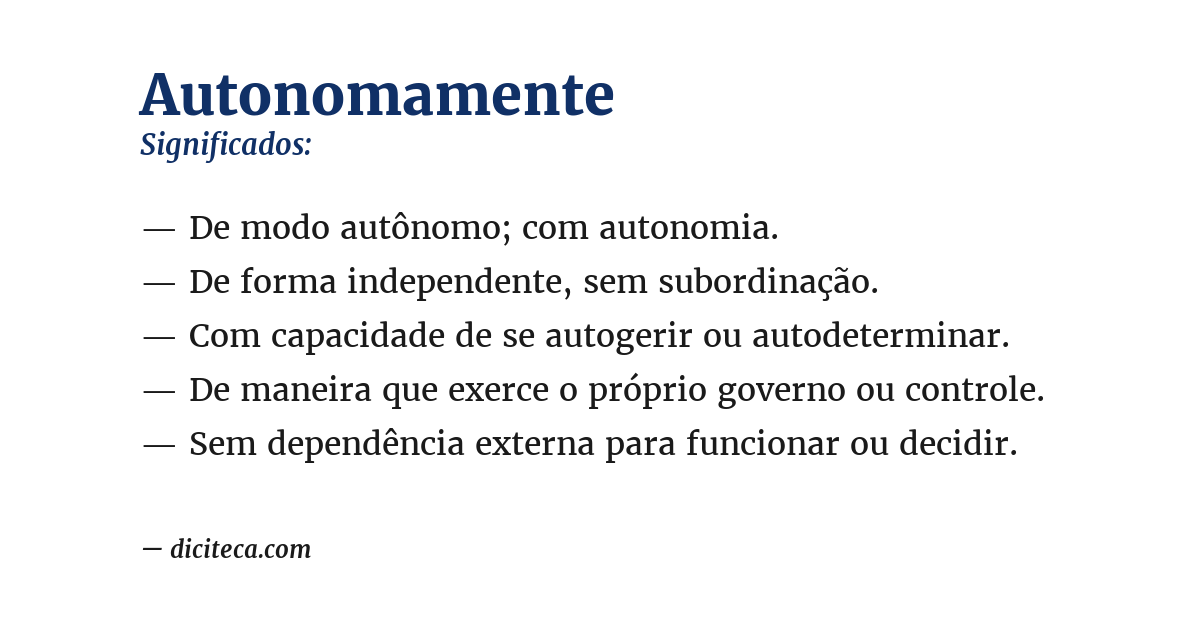 Significado de autonomamente