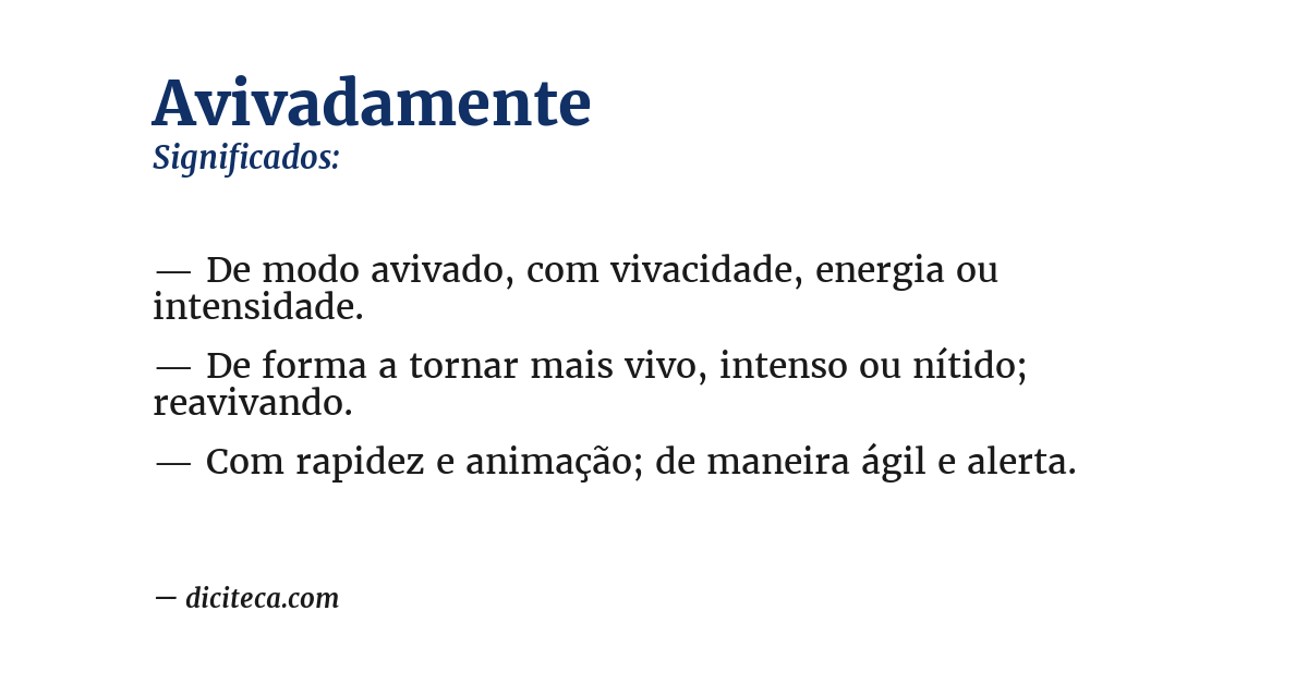 Significado de avivadamente