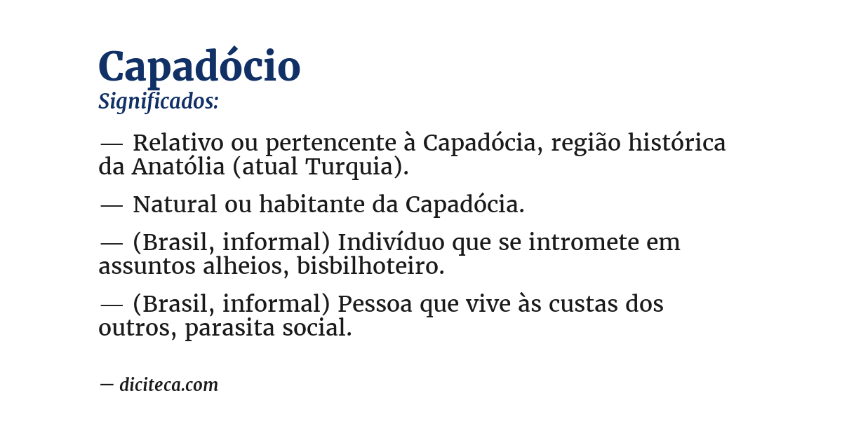 Significado de capadócio