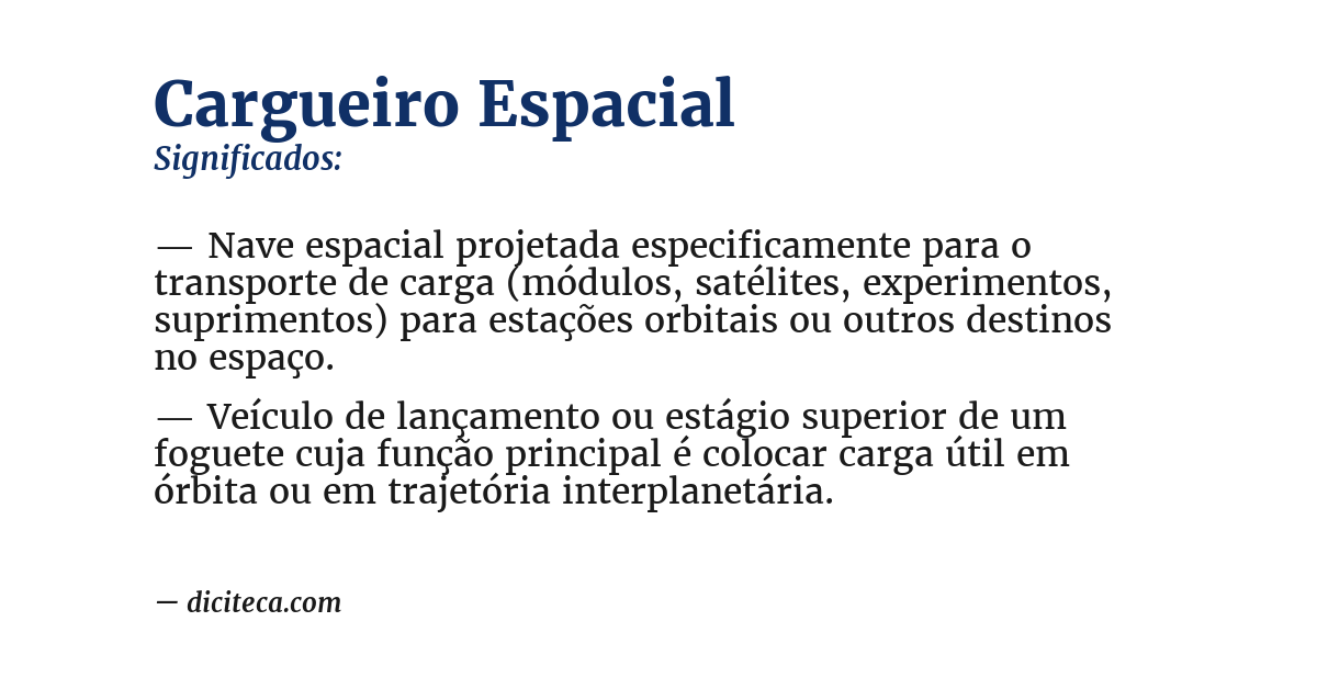Significado de cargueiro espacial