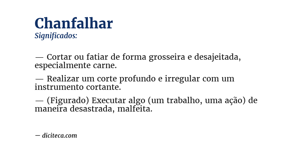 Significado de chanfalhar