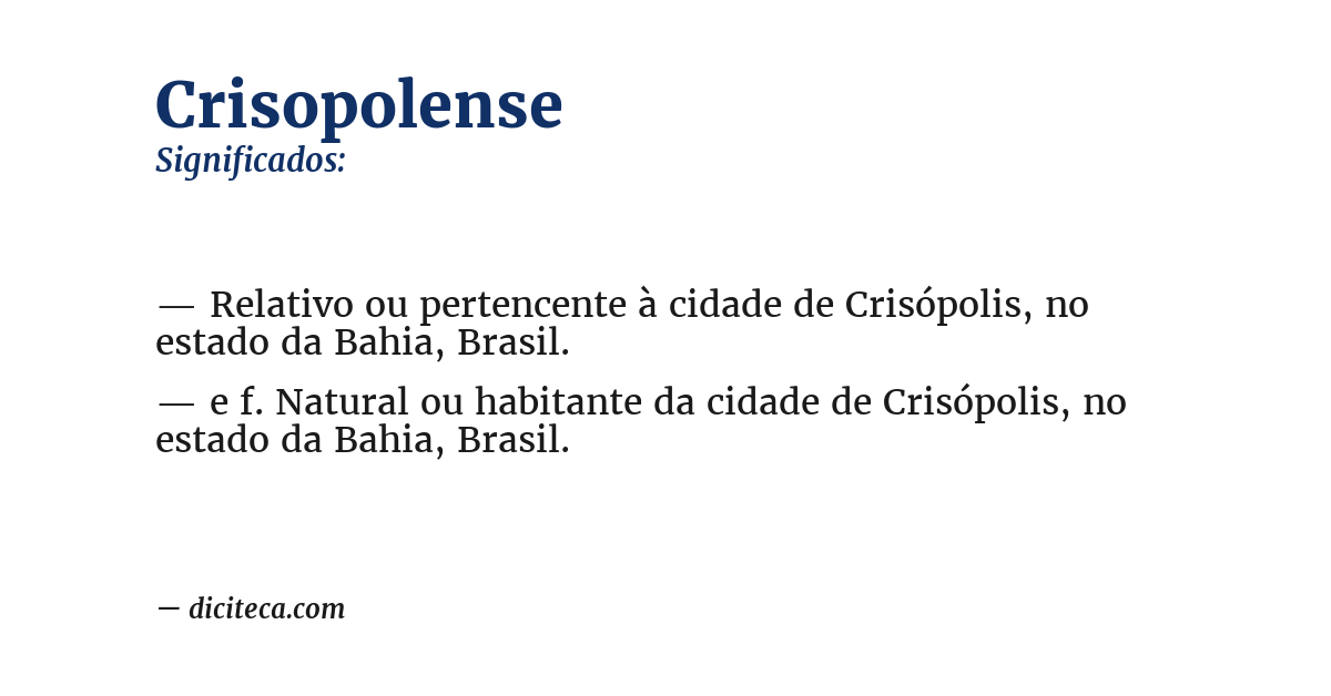 Significado de crisopolense