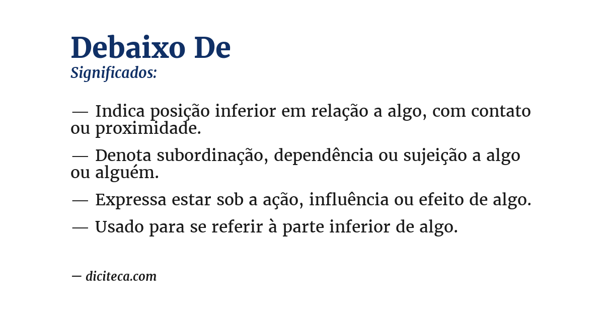 Significado de debaixo de