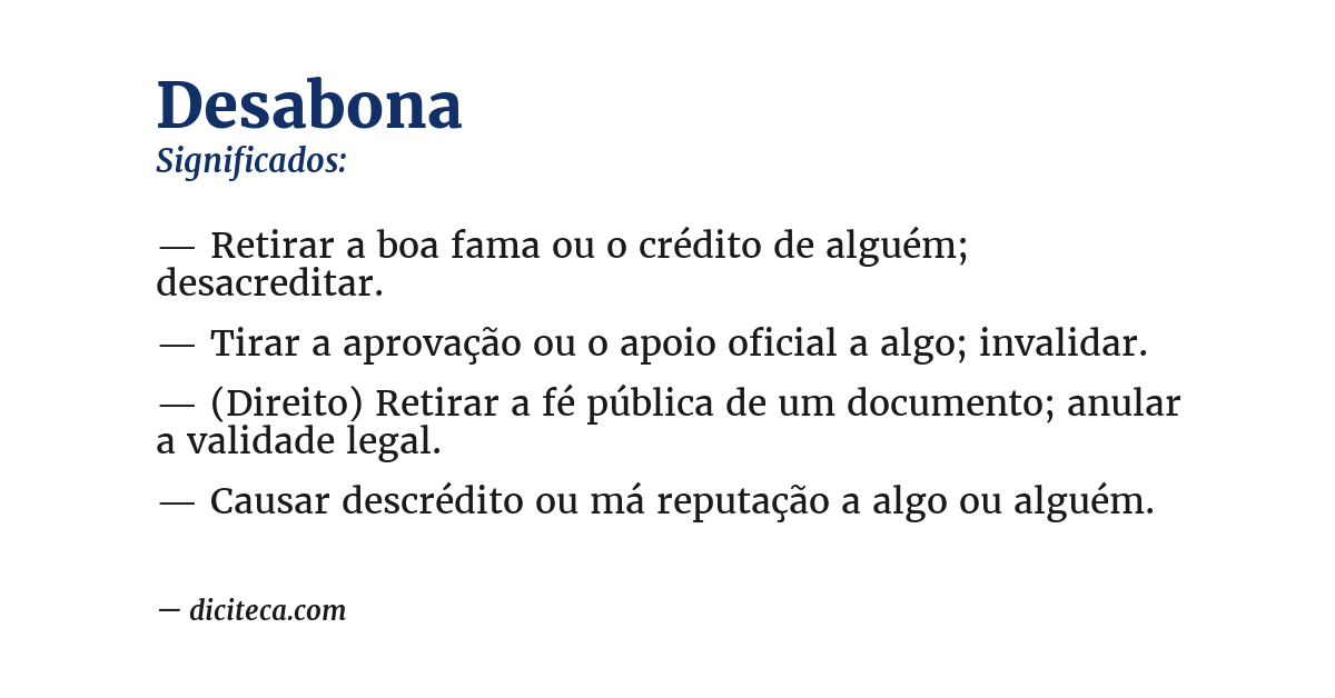 Significado de desabona