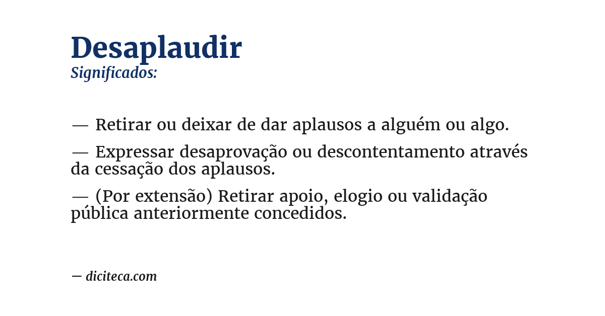 Significado de desaplaudir
