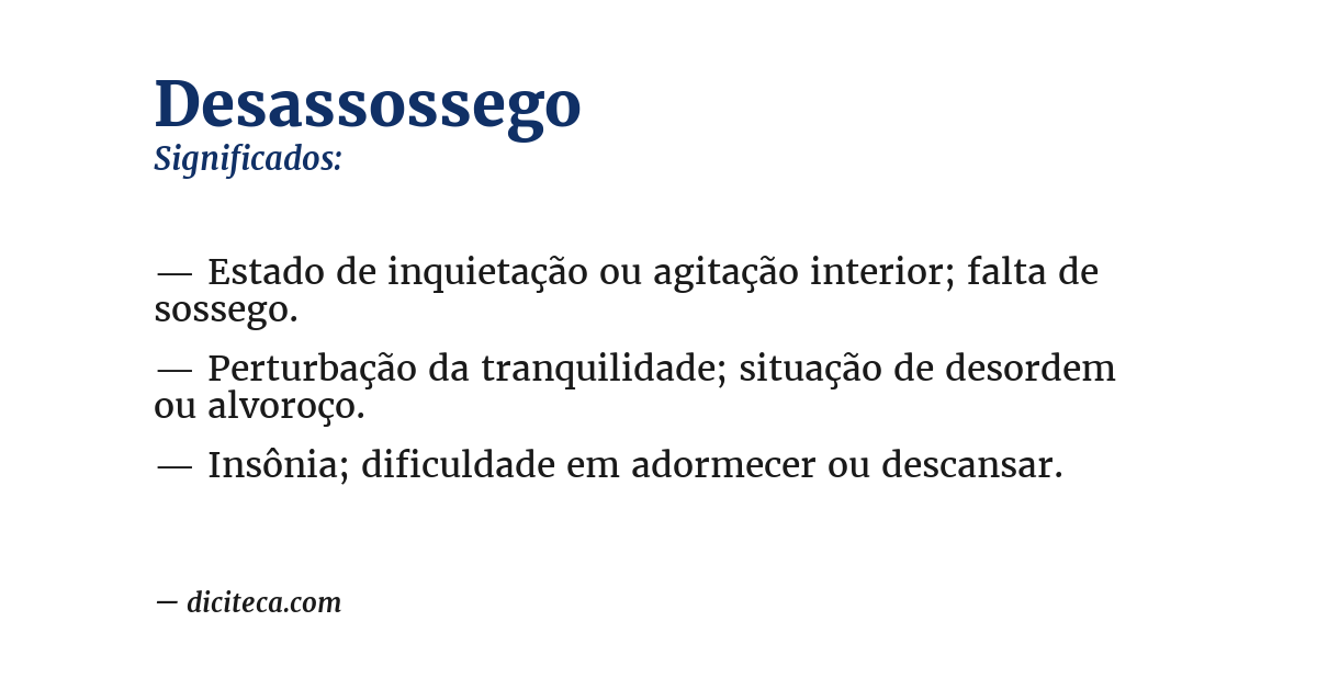Significado de desassossego