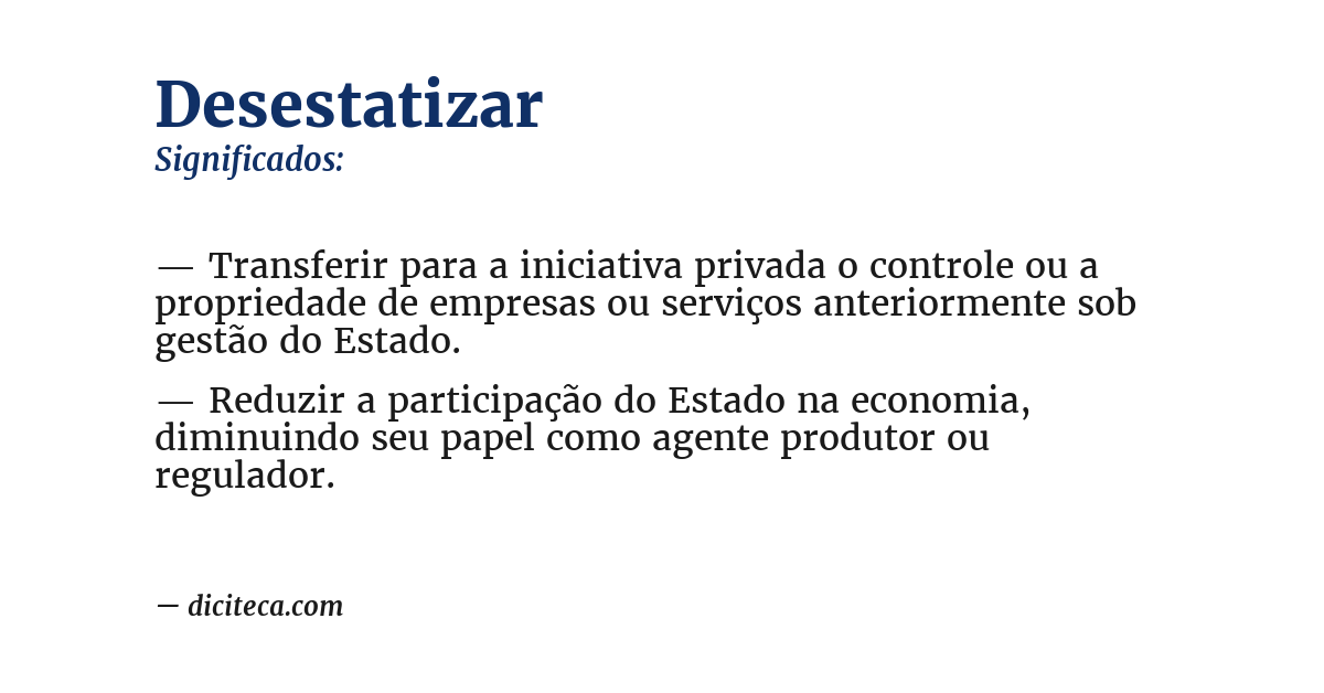 Significado de desestatizar