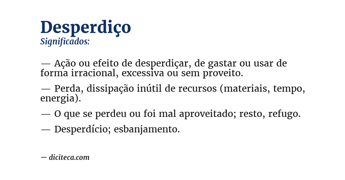 Significado de desperdiço