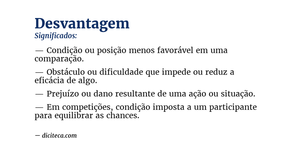 Significado de desvantagem