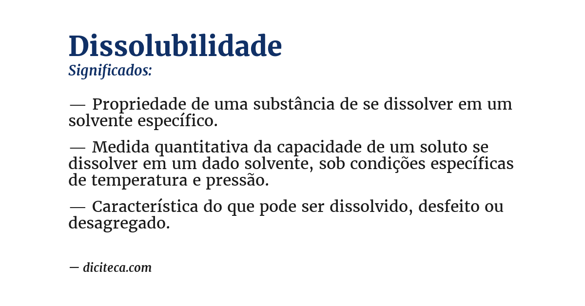 Significado de dissolubilidade