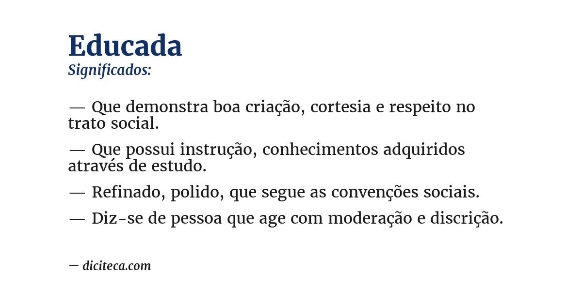 Significado de educada