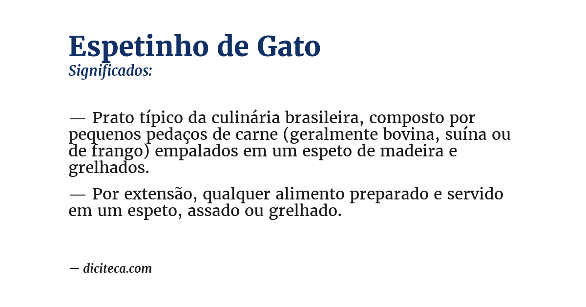 Significado de espetinho de gato