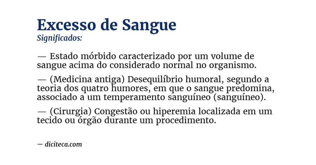 Significado de excesso de sangue
