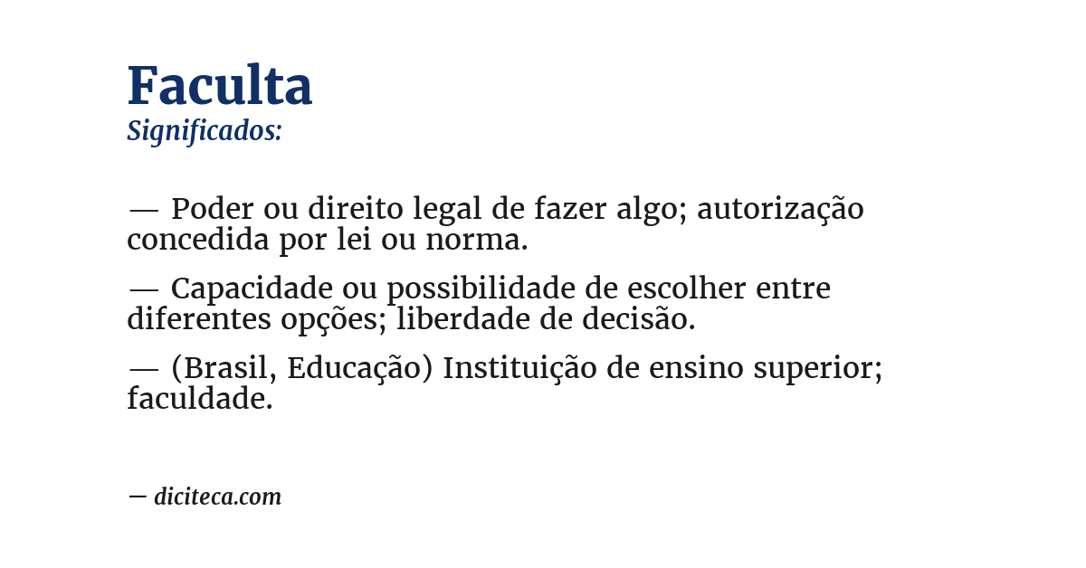 Significado de faculta