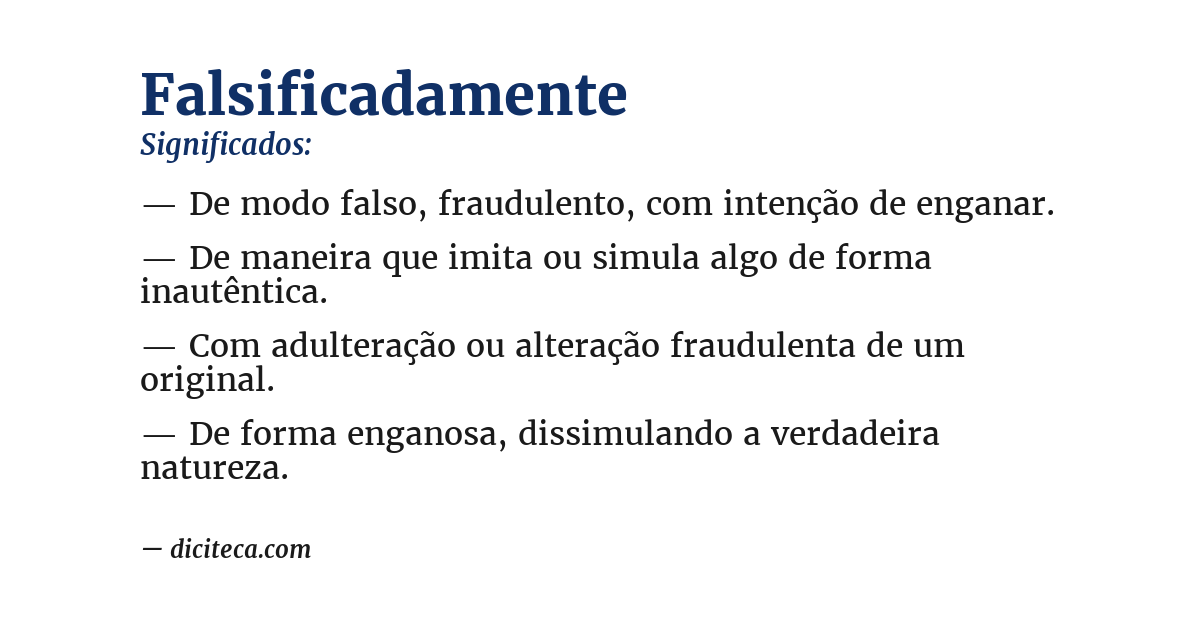 Significado de falsificadamente