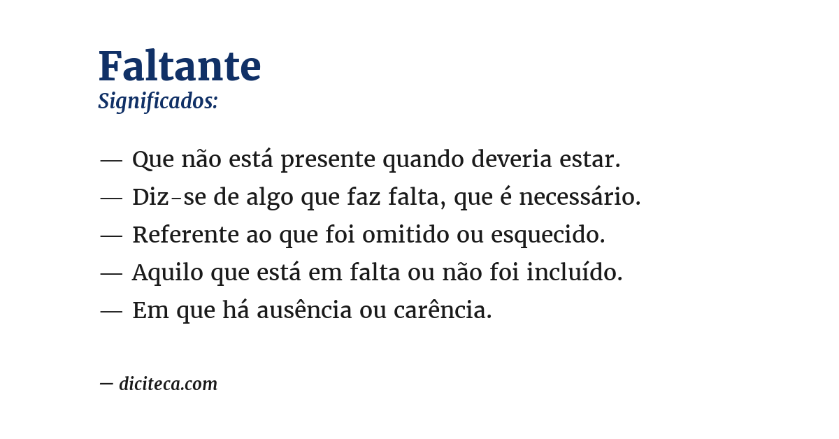 Significado de faltante