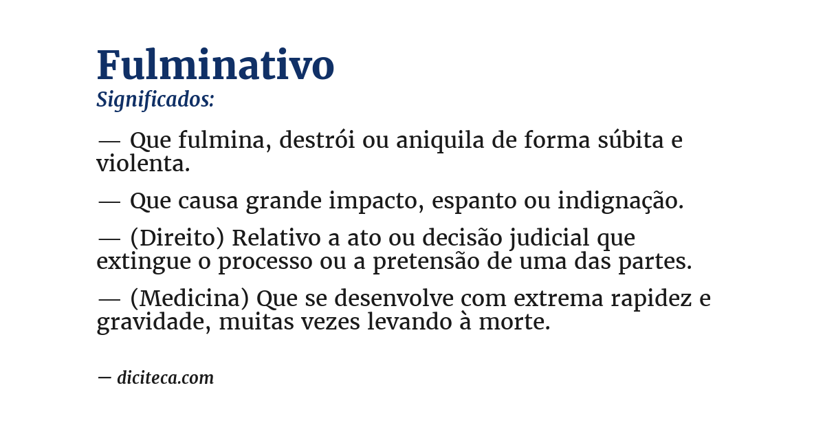 Significado de fulminativo