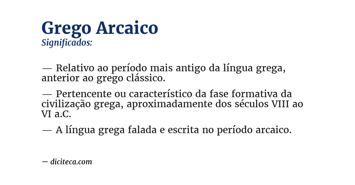 Significado de grego arcaico