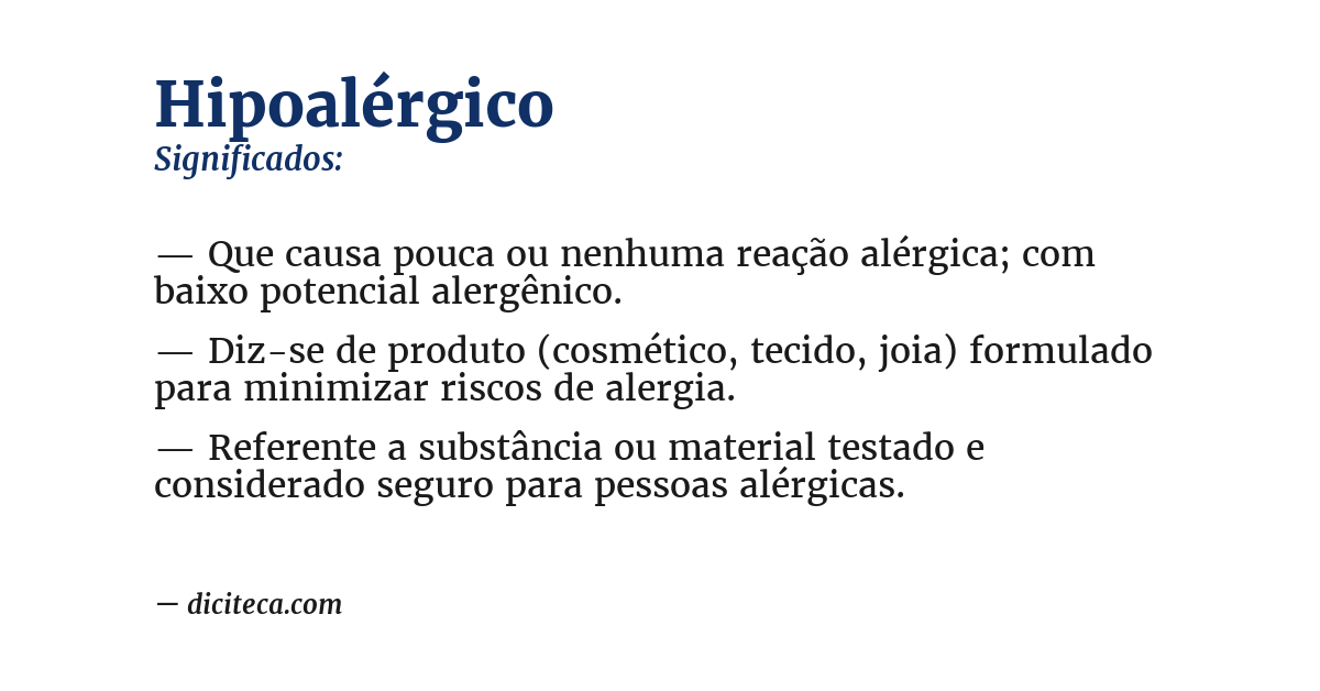 Significado de hipoalérgico