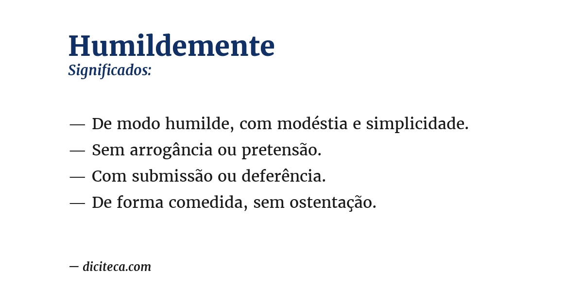 Significado de humildemente