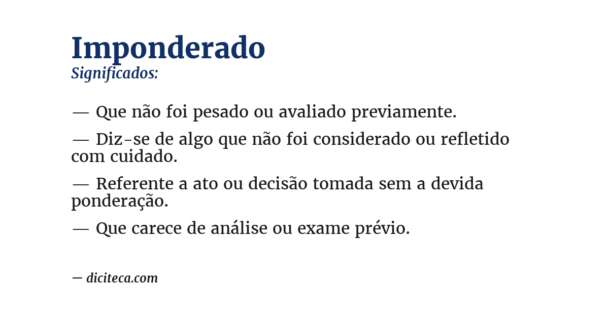 Significado de imponderado