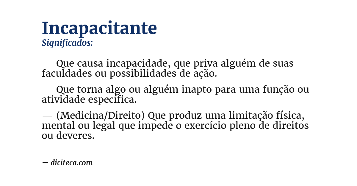 Significado de incapacitante