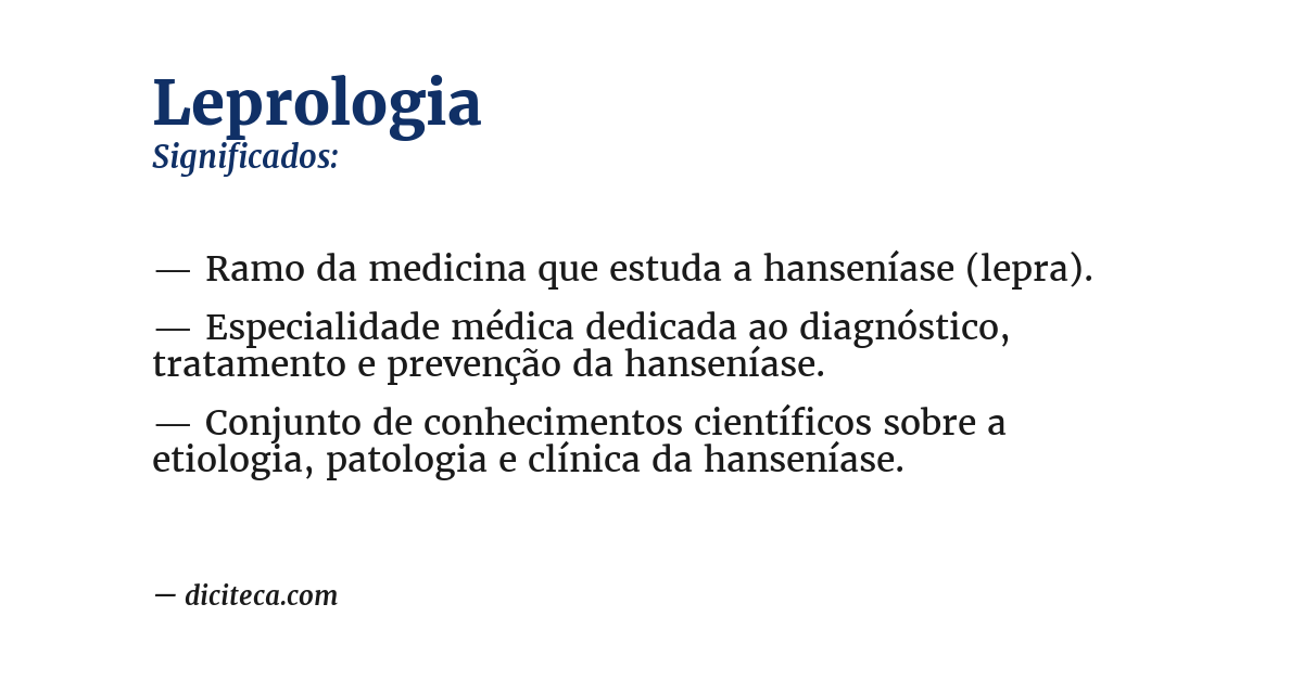 Significado de leprologia