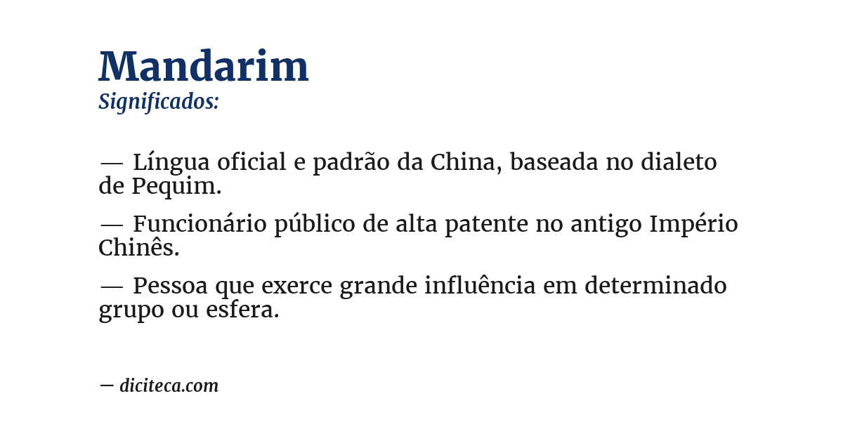 Significado de mandarim
